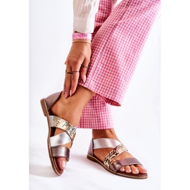 PE1 Sandalias De Piel Con Canalé Apulia Dorada plata dorado 2