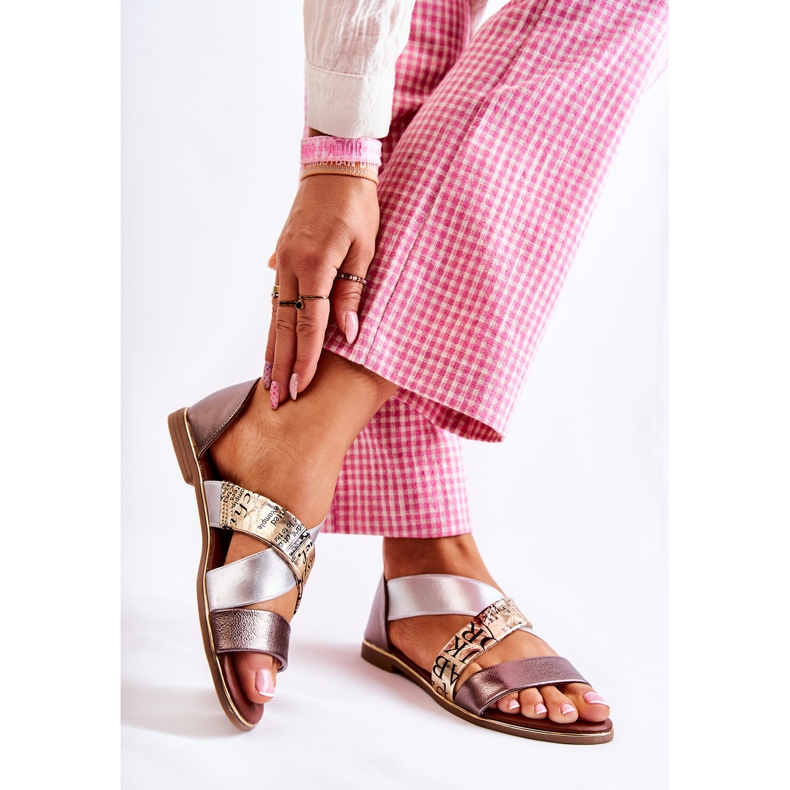 PE1 Sandalias De Piel Con Canalé Apulia Dorada plata dorado 2