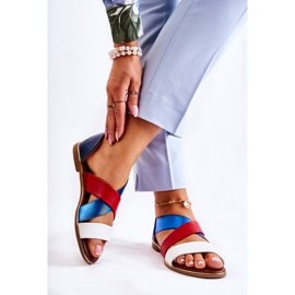 PE1 Sandalias Piel Canalé Azul Apulia blanco rojo azul marino 2