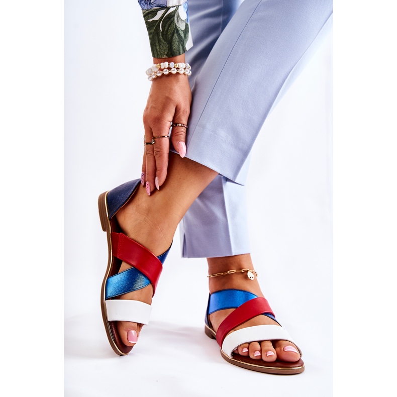 PE1 Sandalias Piel Canalé Azul Apulia blanco rojo azul marino 2