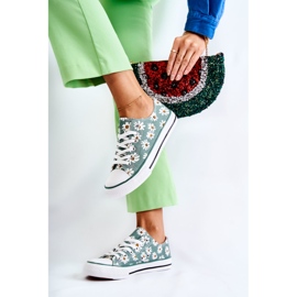 PS1 Zapatillas bajas de mujer con flores verdes Janey 4