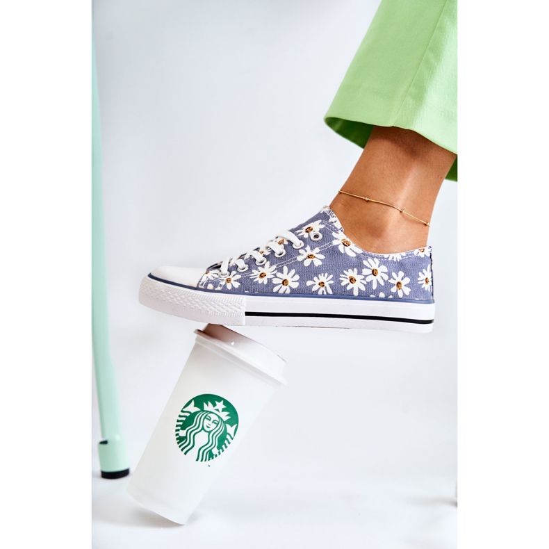 PS1 Zapatillas bajas de mujer con flores azules de Janey 1