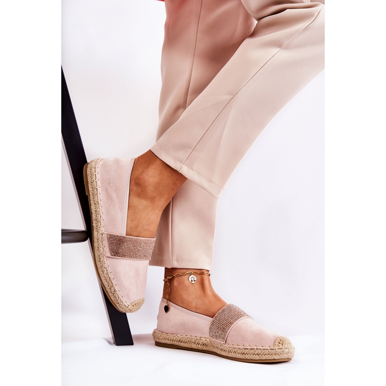 PG1 Alpargatas De Mujer Sin Cordones Con Zirconia Cúbica Rosa Massal 1