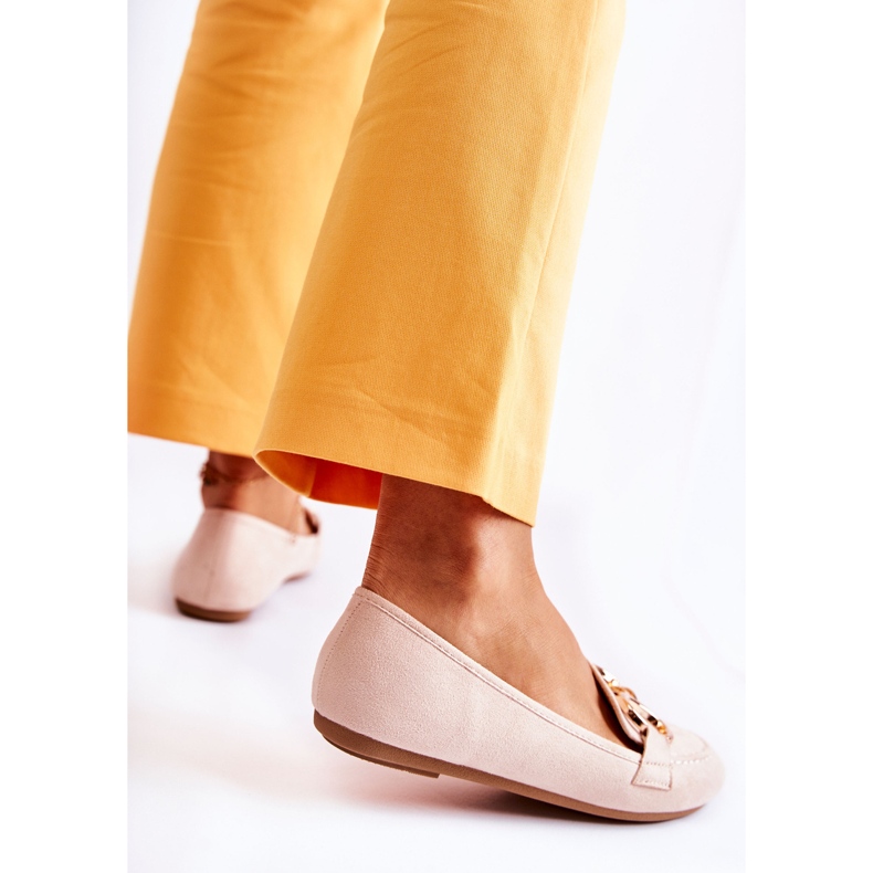 Mocasines De Mujer En Ante Con Decoración Reality Beige 2