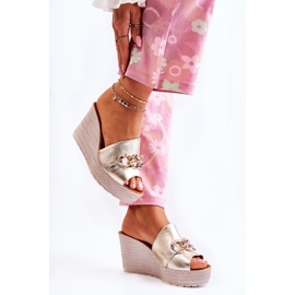 Lewski Shoes Chanclas Piel Cuña Lewski 3062 Dorado 4