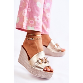 Lewski Shoes Chanclas Piel Cuña Lewski 3062 Dorado 3