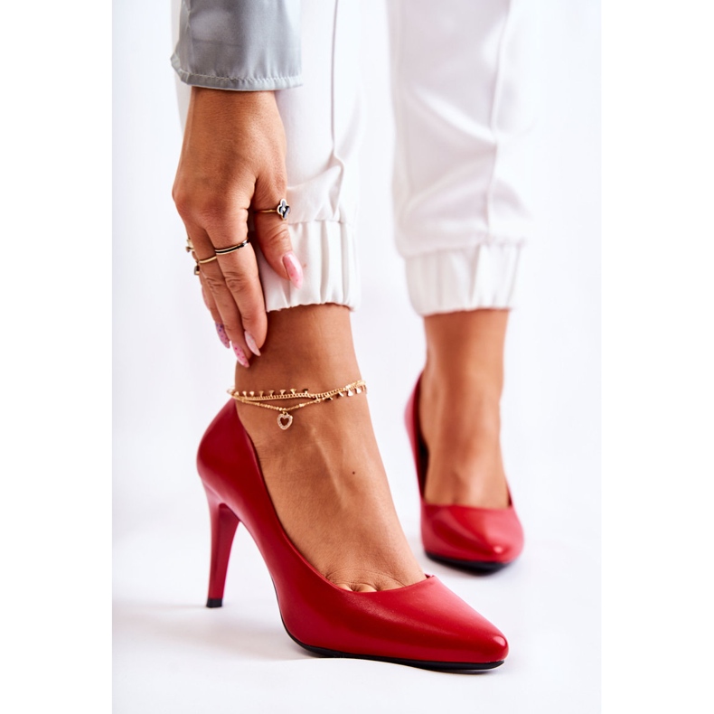 Sergio Leone Stilettos clásicos de cuero rojo mágico 1