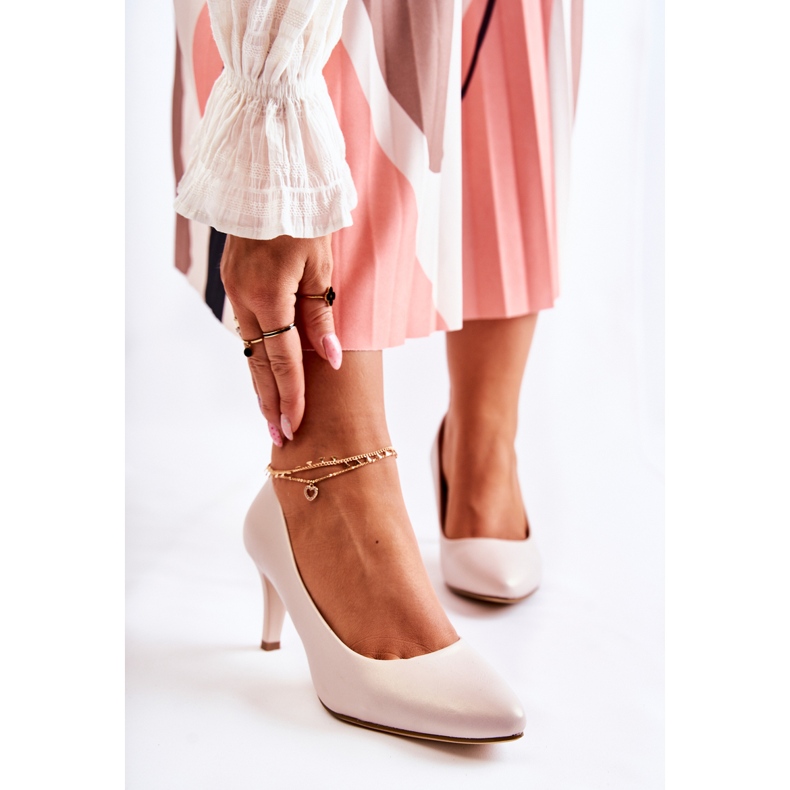 Sergio Leone Zapatos De Salón Clásicos De Mujer Beige Perla Semprella 1