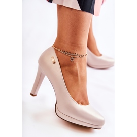 Sergio Leone Zapatos de Salón Clásicos con Plataforma para Mujer, Beige Perla 3