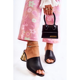 PA2 Pantuflas De Mujer En Piel Con Tacón Negro Perry 1