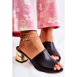 PA2 Pantuflas De Mujer En Piel Con Tacón Negro Perry 5
