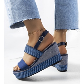 Sandalias cuña Rocha azul marino 1