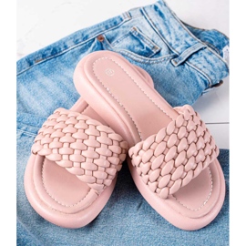 SHELOVET Babuchas mujer trenzadas rosa 1