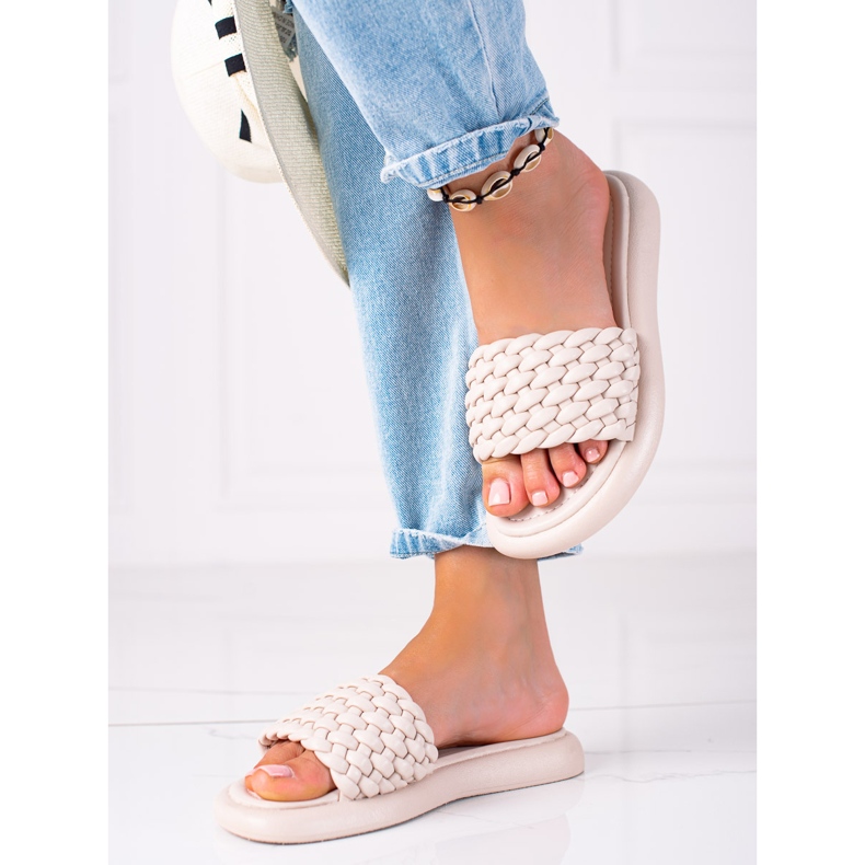 SHELOVET Babuchas mujer trenzadas beige 1