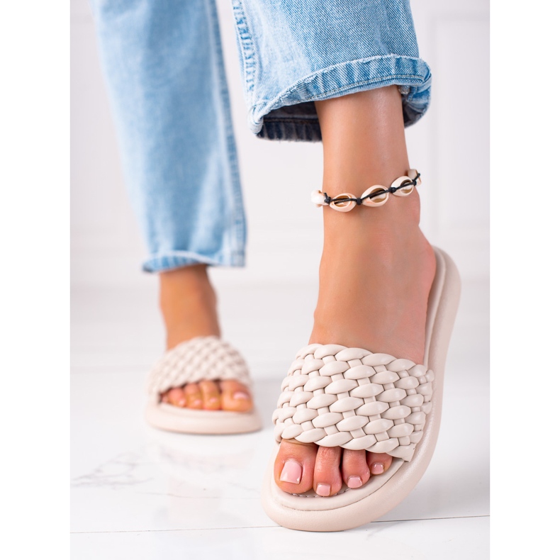 SHELOVET Babuchas mujer trenzadas beige 2