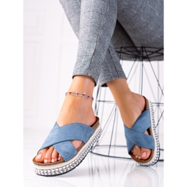 SHELOVET Zapatillas de moda en la plataforma azul 3