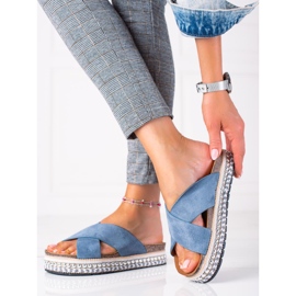 SHELOVET Zapatillas de moda en la plataforma azul 2