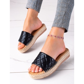 SHELOVET Chanclas plataforma negro 3