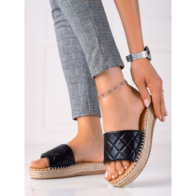 SHELOVET Chanclas plataforma negro 1