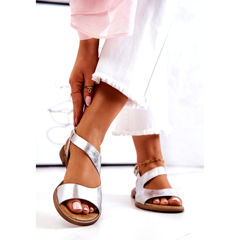 Sandalias Piel Hebilla Lewski 3041 Plata 3