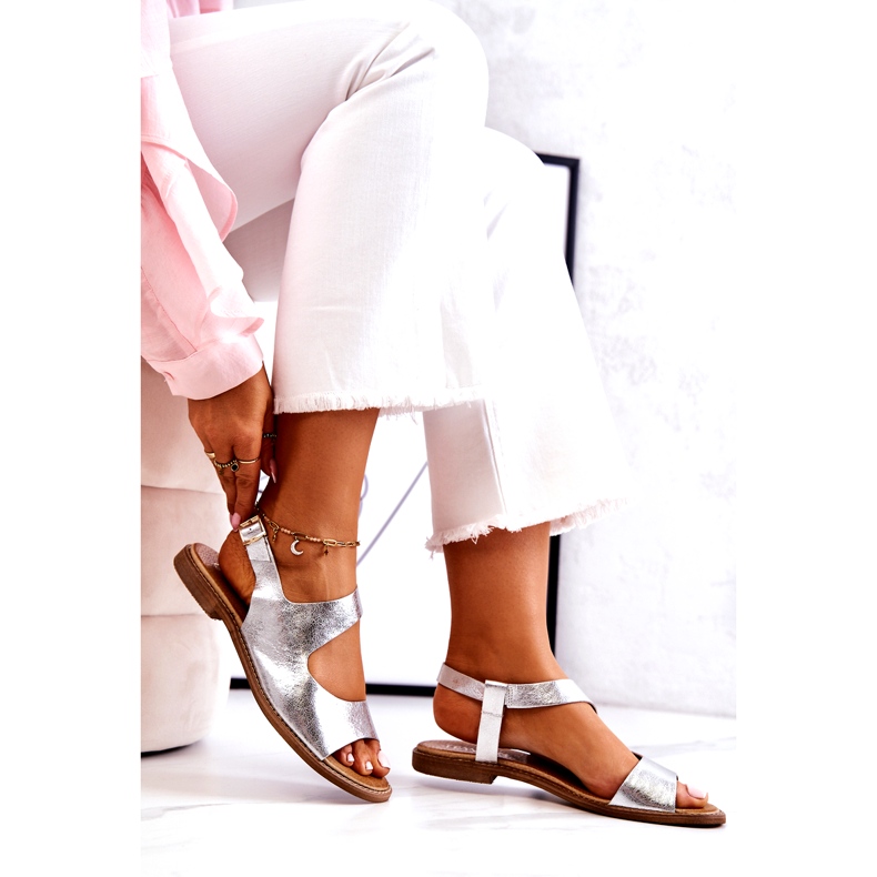 Sandalias Piel Hebilla Lewski 3041 Plata 4