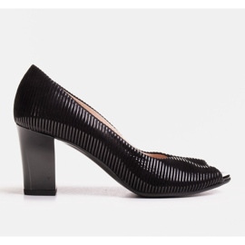 Zapatos de tacón Marco Shoes de piel negra a rayas negro 6