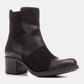 Marco Shoes Botas de mujer cómodas en combinación de piel flor y nubuck negro 2