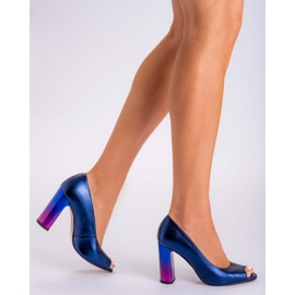 Marco Shoes Salón 1100P azul marino con tacón multicolor 1