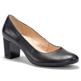 Marco Shoes Zapato negro liso 1170P con tacón 3D 3
