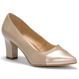 Marco Shoes Zapatos de salón beige 1180P con puntera de platino 3