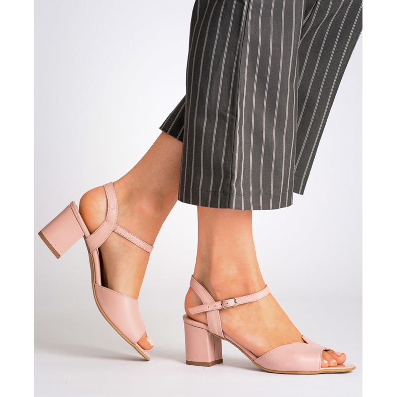 Marco Shoes Sandalias rosa 0624P en cuero interesante rosado 1