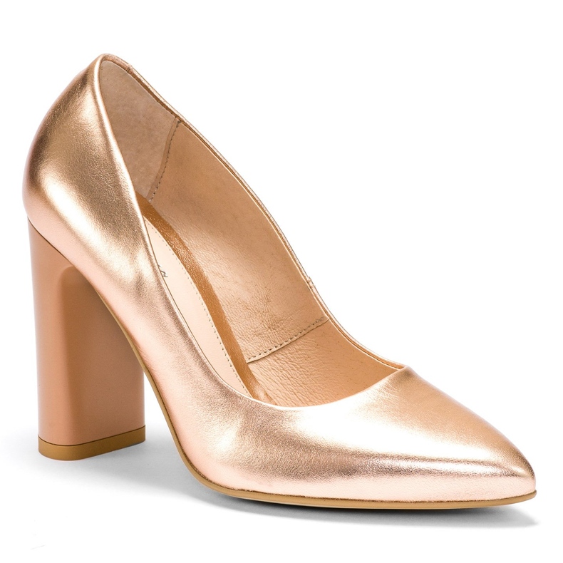 Marco Shoes Lanzadera de cuero metalizado elegante con un tacón más alto multicolor naranja 2