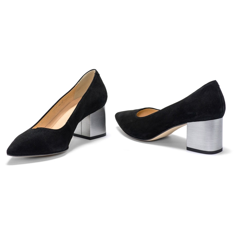 Marco Shoes Zapatos de ante negro 1038P, tacón de acero 1