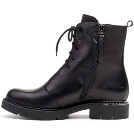 Marco Shoes Botas de mujer con cordones 1364B con doble hebilla negro 3