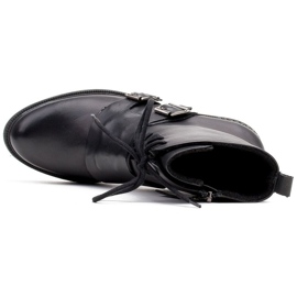 Marco Shoes Botas de mujer con cordones 1364B con doble hebilla negro 7