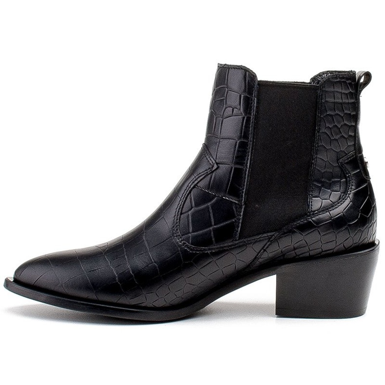 Marco Shoes Botines de mujer estilo cowboy con motivo de piel de serpiente negro 2