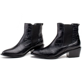 Marco Shoes Botines de mujer estilo cowboy con motivo de piel de serpiente negro 3