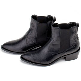 Marco Shoes Botines de mujer estilo cowboy con motivo de piel de serpiente negro 4