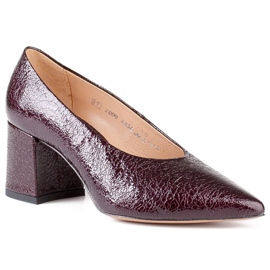 Marco Shoes Zapatos de salón burdeos elegantes hechos de laca rojo 1