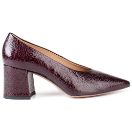 Marco Shoes Zapatos de salón burdeos elegantes hechos de laca rojo 2