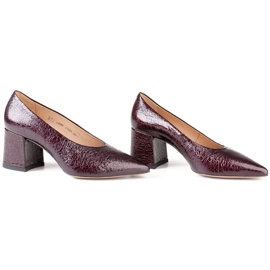 Marco Shoes Zapatos de salón burdeos elegantes hechos de laca rojo 4