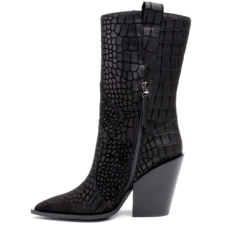 Marco Shoes Marco boots 1408K botas vaqueras con motivo animal negro 1