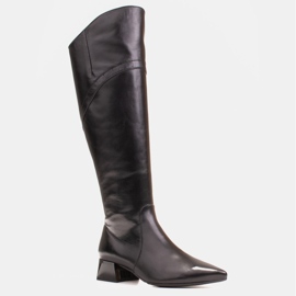 Marco Shoes Botas de piel negra con borde ondulado negro 1