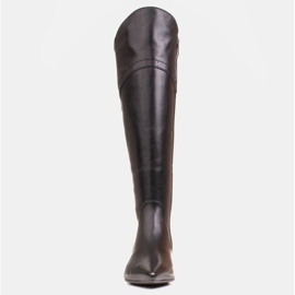 Marco Shoes Botas de piel negra con borde ondulado negro 2