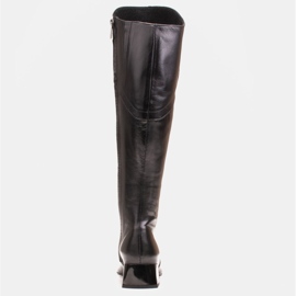 Marco Shoes Botas de piel negra con borde ondulado negro 4