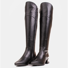 Marco Shoes Botas de piel negra con borde ondulado negro 6