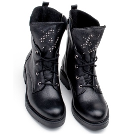 Marco Shoes Marco 1342B botas de mujer atadas con chorros y cremallera negro 4