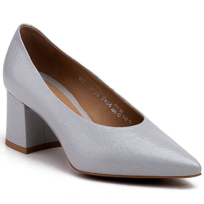 Marco Shoes Zapatos de salón elegantes para mujer hechos de laca color paloma gris 1