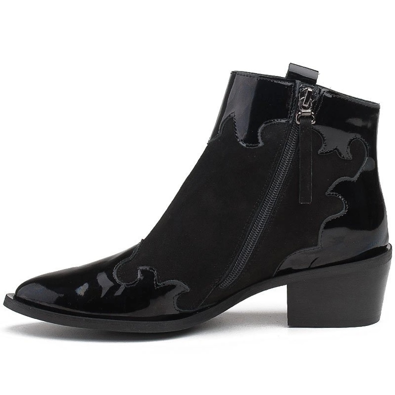 Marco Shoes Botas negras de gamuza natural con la adición de barniz. negro 2