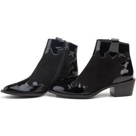 Marco Shoes Botas negras de gamuza natural con la adición de barniz. negro 3